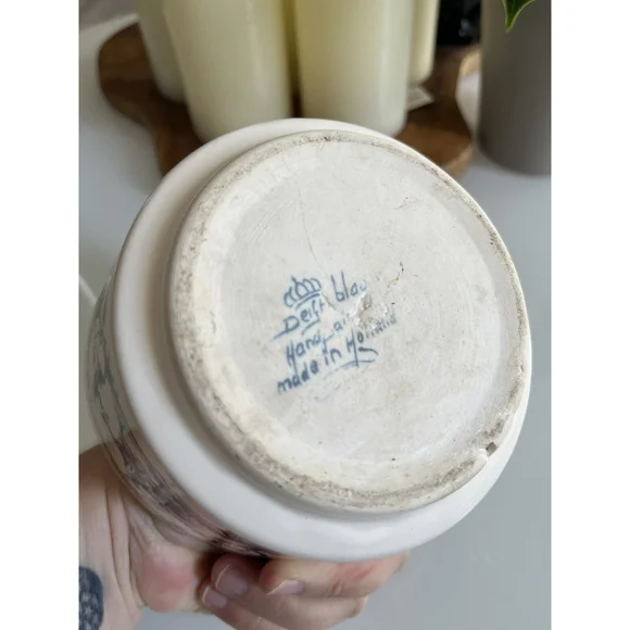 Delft Blue Bowl Small Hand Painted Holland Boats Windmill Scene 5in Vintage - Picture 4 of 6